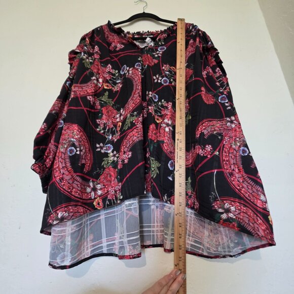 Cupio Womens Floral Peasant Top 3X 4X Plus 3/4 Boho Ruffle Puff Balloon Hippie - Picture 10 of 10